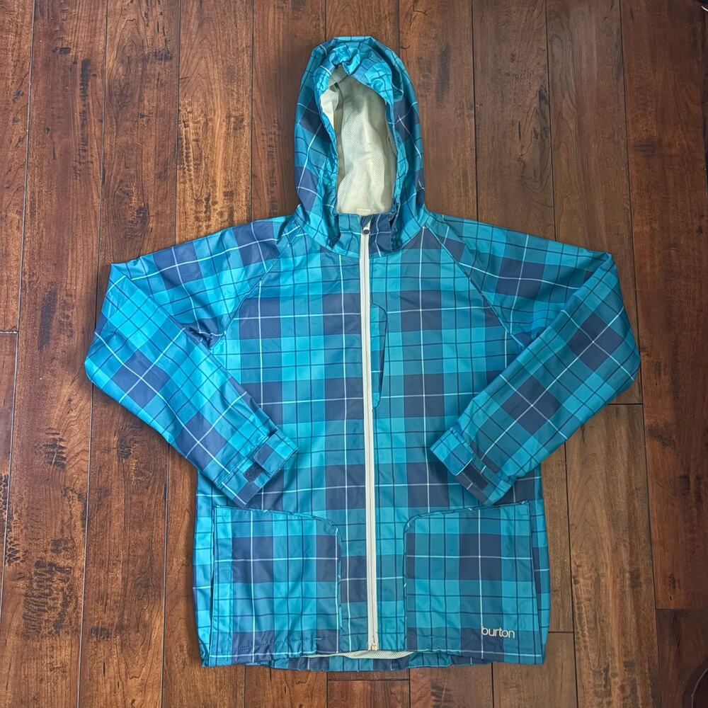 Burton DRYRIDE Jacket Womens L Blue Plaid Snowboarding Ski Outdoors Wateproof